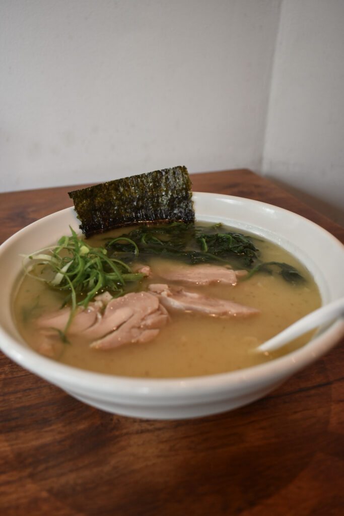 Shio ramen with chicken chashu and clear broth at Fou Fow Ramen Amsterdam