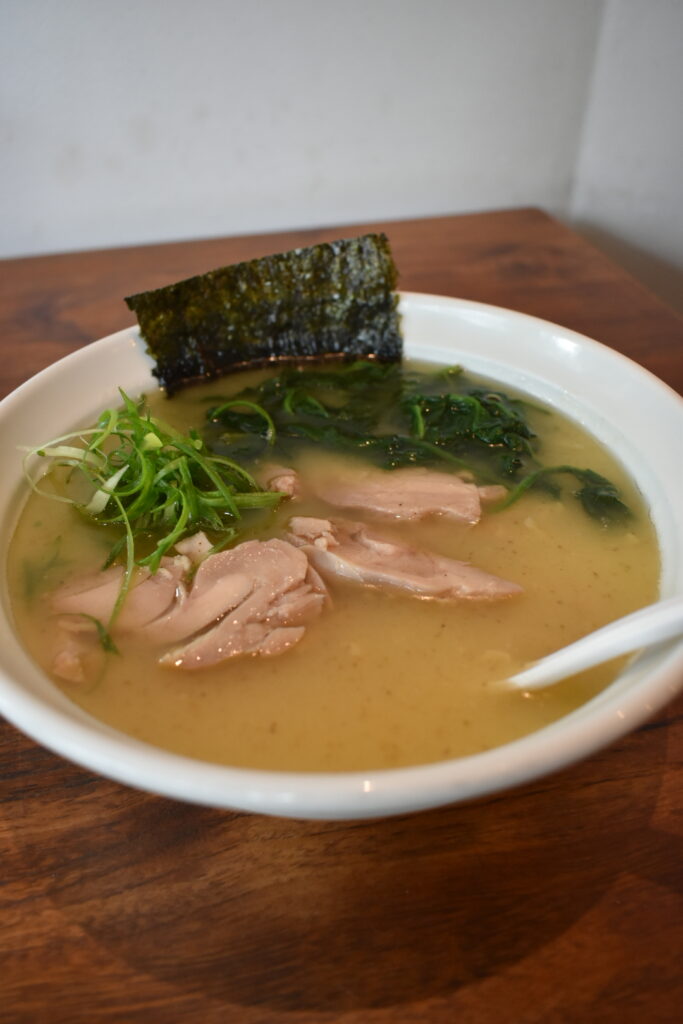 Shio ramen with chicken chashu and clear broth at Fou Fow Ramen Amsterdam