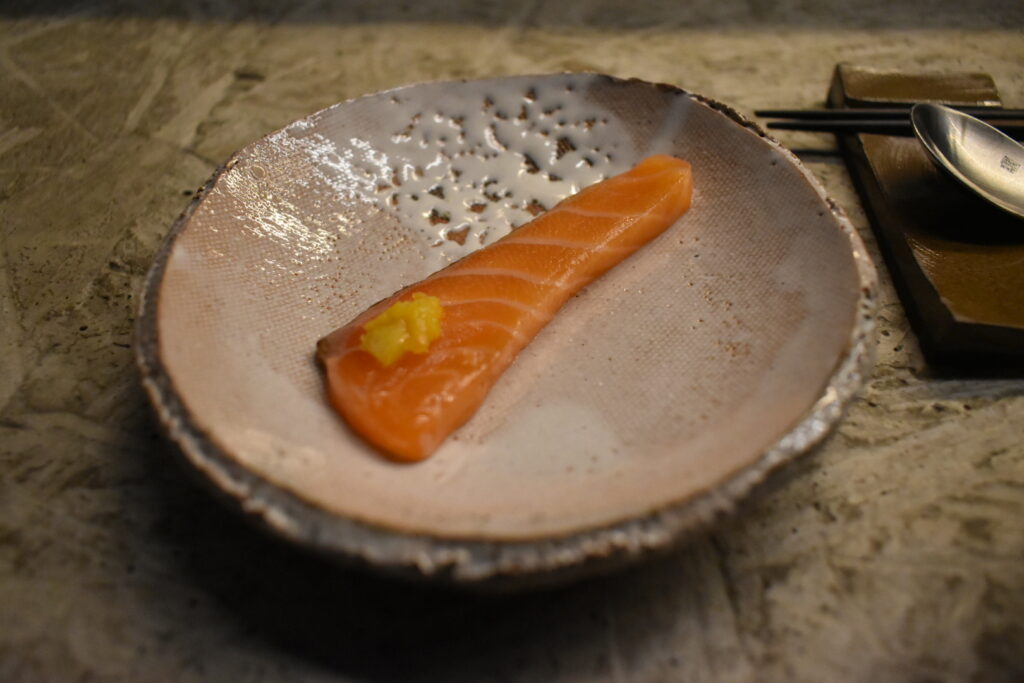 Salmon with kosho amuse-bouche at Fuku Ramen Amsterdam